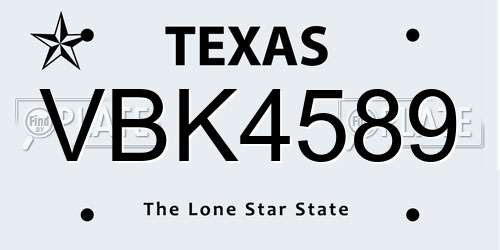 VBK4589 Texas License Plate