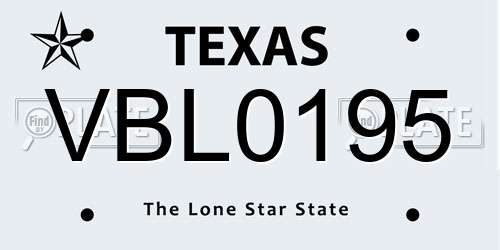 VBL0195 Texas License Plate