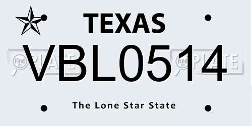 VBL0514 Texas License Plate