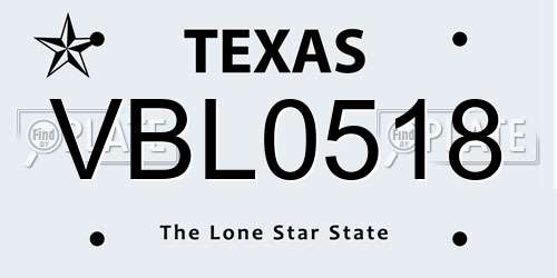 VBL0518 Texas License Plate