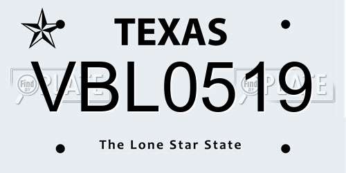 VBL0519 Texas License Plate