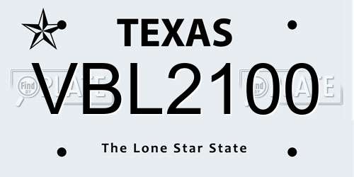 VBL2100 Texas License Plate