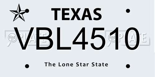 VBL4510 Texas License Plate