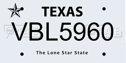 VBL5960 Texas License Plate