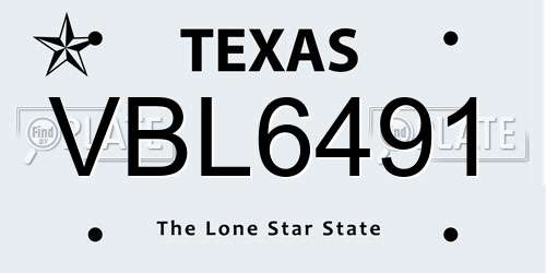 VBL6491 Texas License Plate