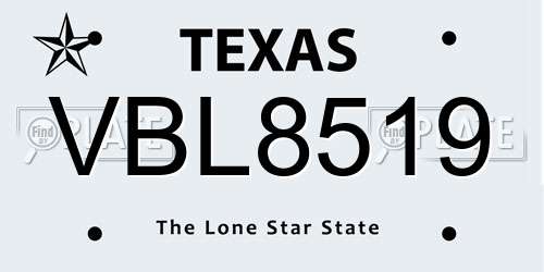 VBL8519 Texas License Plate