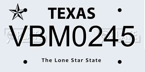 VBM0245 Texas License Plate