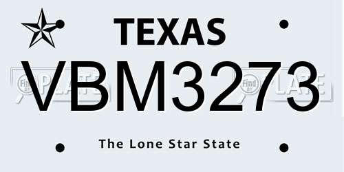 VBM3273 Texas License Plate