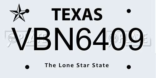 VBN6409 Texas License Plate