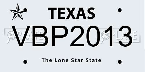 VBP2013 Texas License Plate