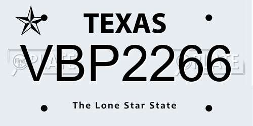 VBP2266 Texas License Plate