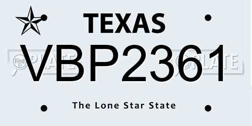 VBP2361 Texas License Plate