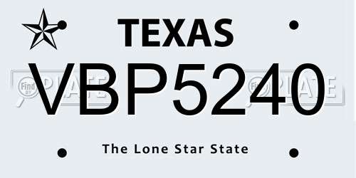 VBP5240 Texas License Plate