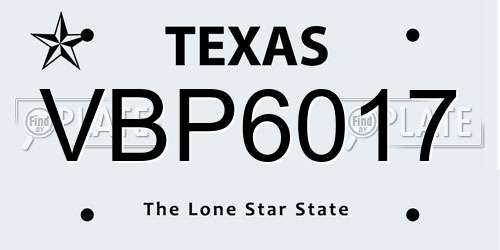 VBP6017 Texas License Plate