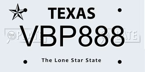VBP888 Texas License Plate