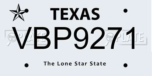 VBP9271 Texas License Plate