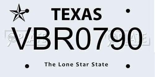 VBR0790 Texas License Plate
