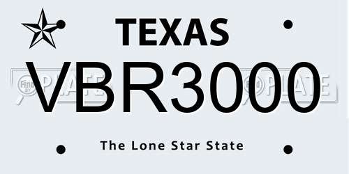 VBR3000 Texas License Plate