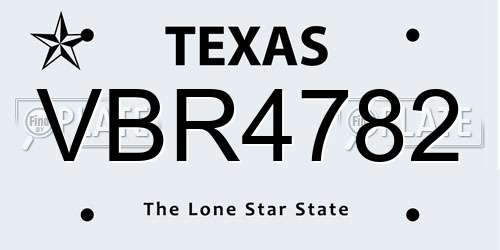 VBR4782 Texas License Plate