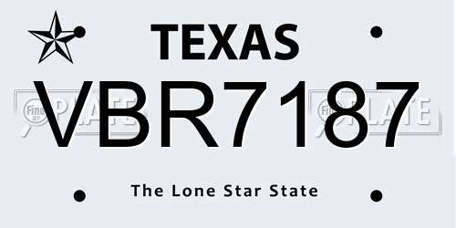 VBR7187 Texas License Plate