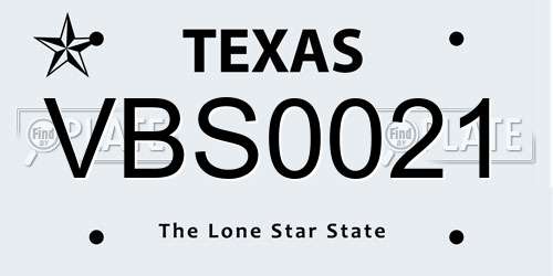 VBS0021 Texas License Plate