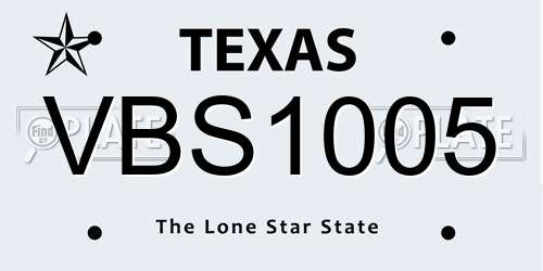 VBS1005 Texas License Plate