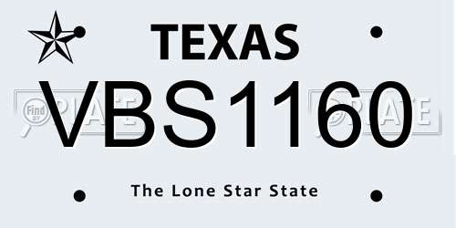 VBS1160 Texas License Plate
