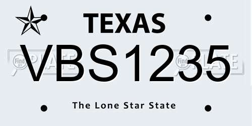 VBS1235 Texas License Plate