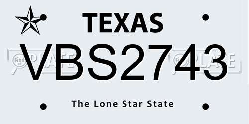 VBS2743 Texas License Plate