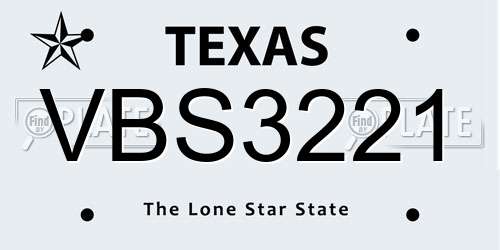 VBS3221 Texas License Plate