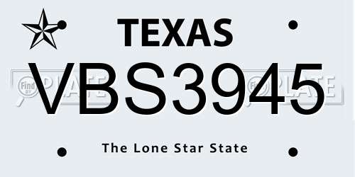 VBS3945 Texas License Plate