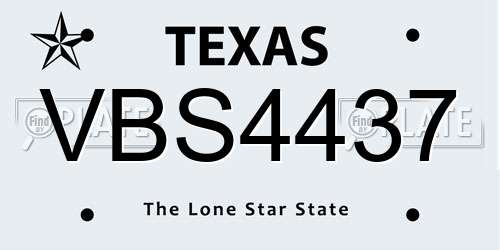 VBS4437 Texas License Plate