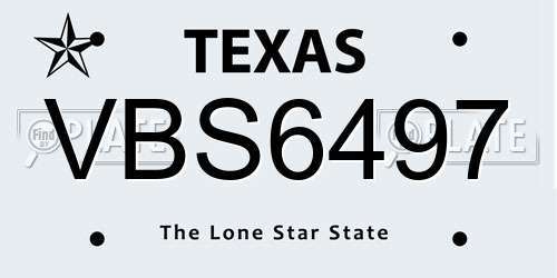 VBS6497 Texas License Plate