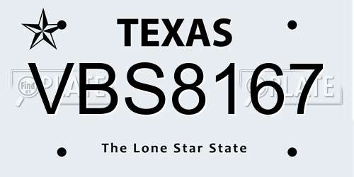VBS8167 Texas License Plate