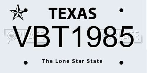 VBT1985 Texas License Plate