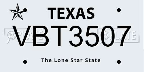 VBT3507 Texas License Plate