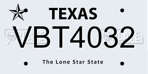 VBT4032 Texas License Plate