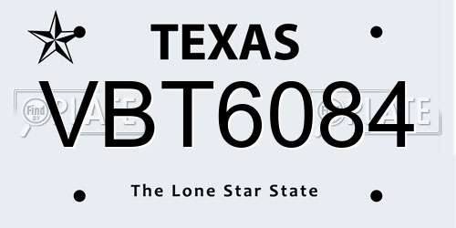 VBT6084 Texas License Plate