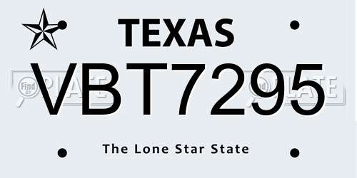 VBT7295 Texas License Plate