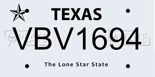 VBV1694 Texas License Plate