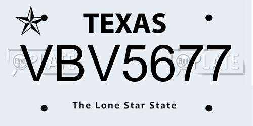 VBV5677 Texas License Plate