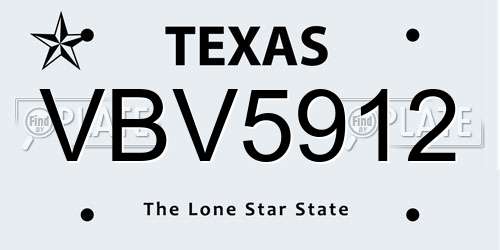 VBV5912 Texas License Plate