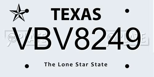 VBV8249 Texas License Plate