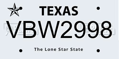 VBW2998 Texas License Plate