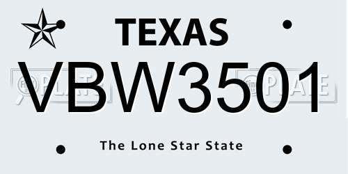 VBW3501 Texas License Plate