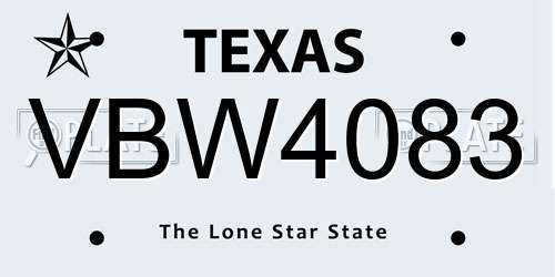 VBW4083 Texas License Plate