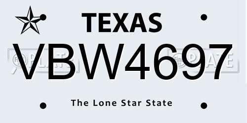 VBW4697 Texas License Plate
