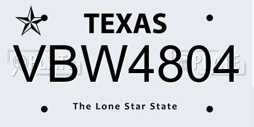 VBW4804 Texas License Plate