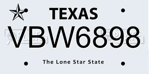 VBW6898 Texas License Plate