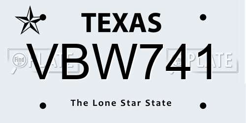 VBW741 Texas License Plate